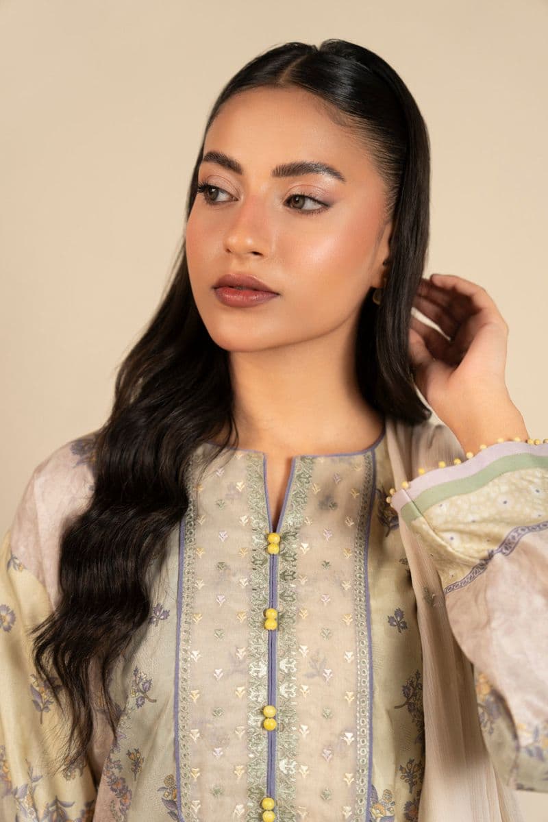 Green Embroidered Cotton Filament 3 Piece Unstitched Suit thumbnail