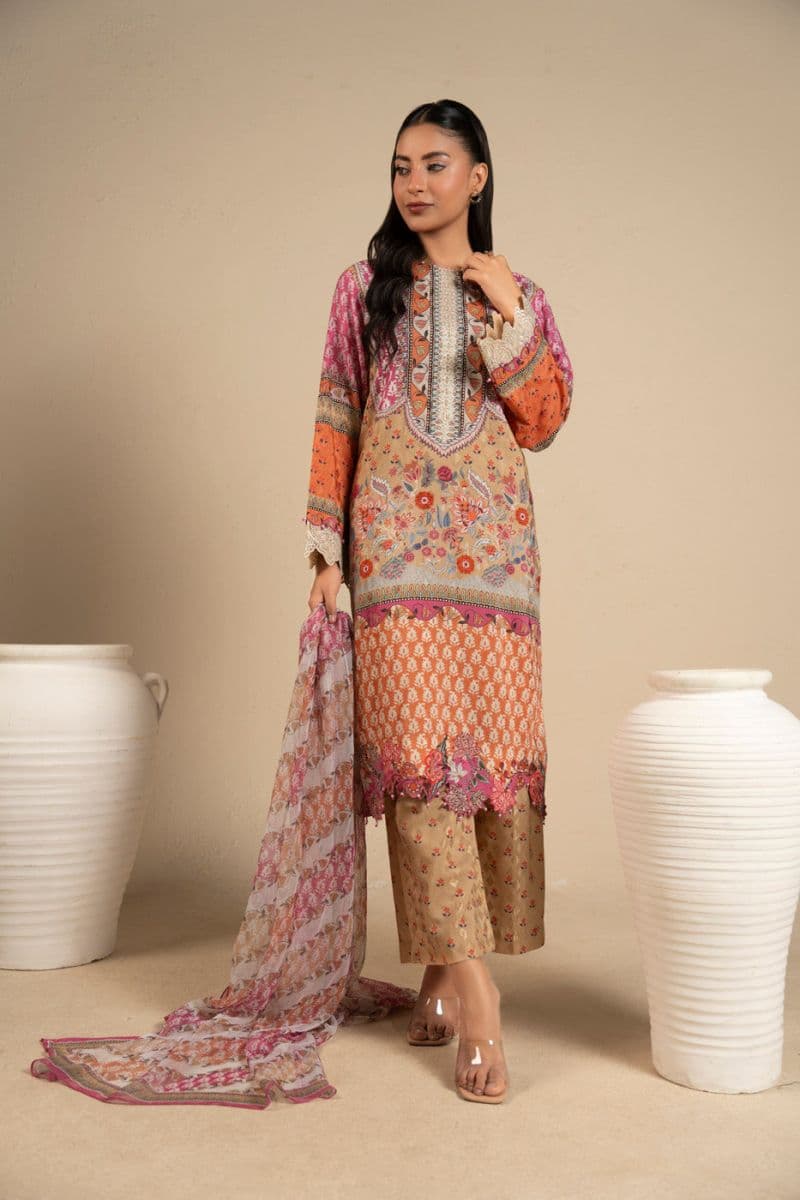 Sand Embroidered Cotton Filament 3 Piece Unstitched Suit thumbnail