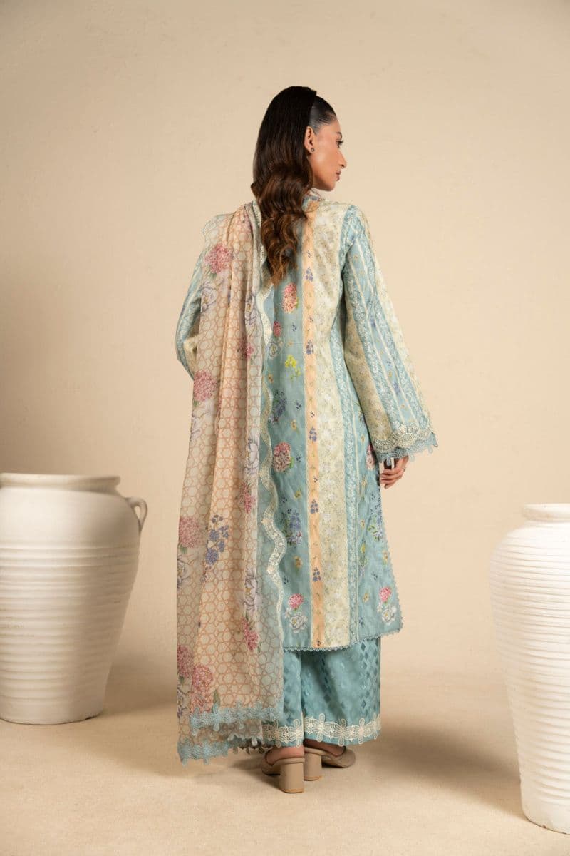 Off White Embroidered Cotton Filament 3 Piece Unstitched Suit