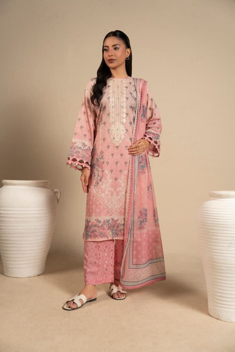 Pink Embroidered Cotton Filament 3 Piece Unstitched Suit thumbnail