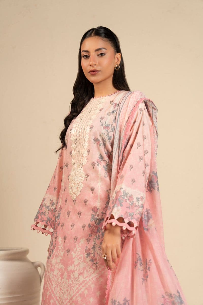 Pink Embroidered Cotton Filament 3 Piece Unstitched Suit thumbnail