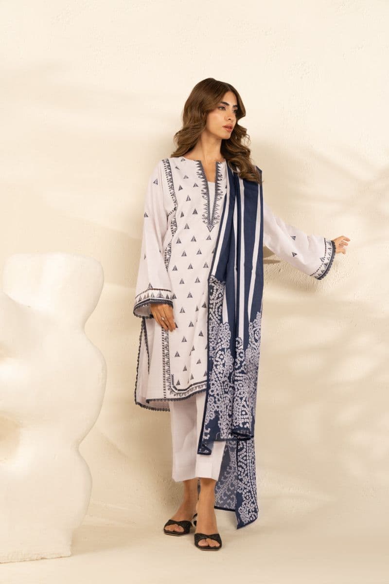 Off White Printed Lawn 3 Piece Unstitched Suit