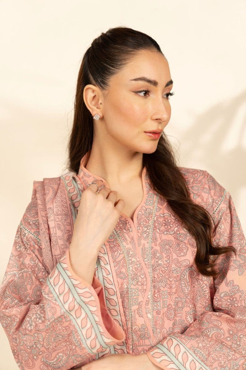 Peach Embroidered Cambric 3 Piece Unstitched Suit thumbnail