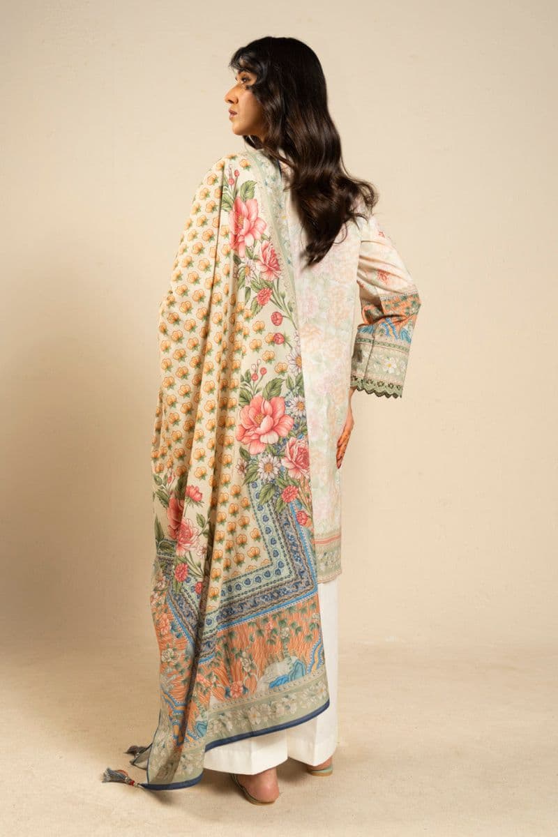 White Embroidered Lawn 3 Piece Unstitched Suit thumbnail