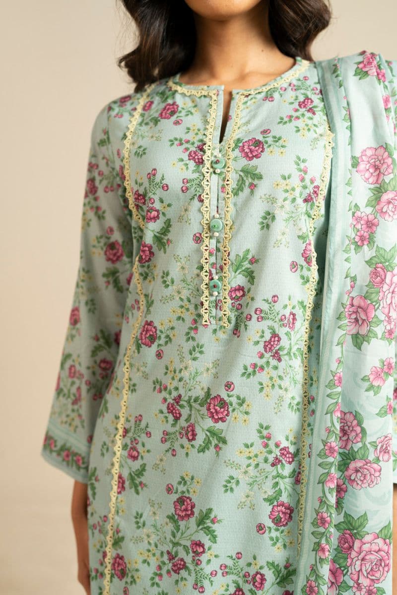 Blue Printed Lawn Dupatta thumbnail