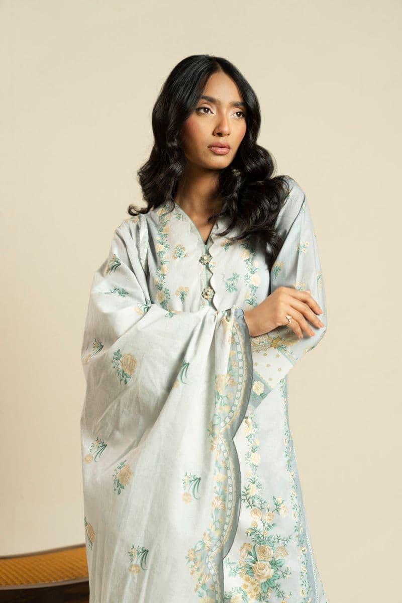 Grey Printed Lawn Dupatta thumbnail