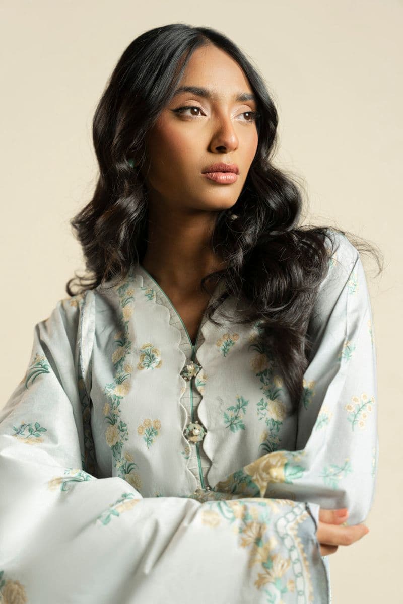 Grey Printed Lawn Dupatta thumbnail