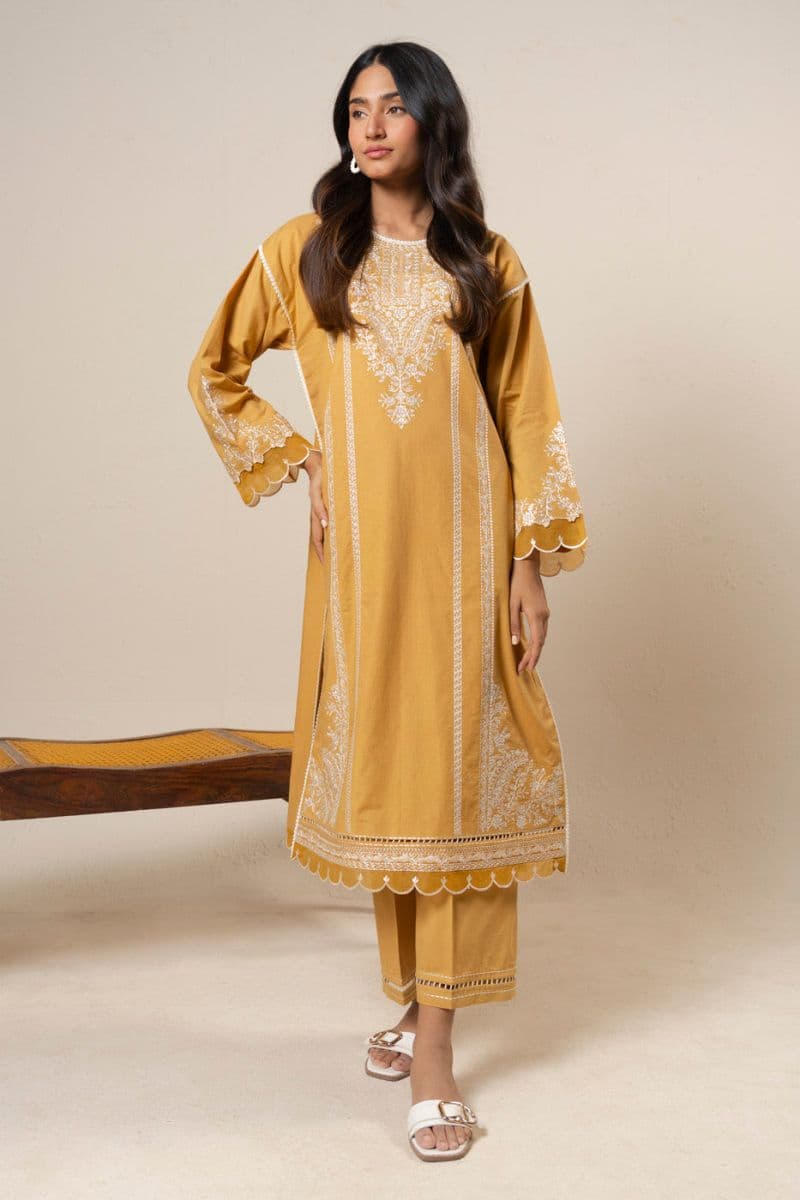 Yellow Embroidered Cambric 2 Piece Unstitched Suit