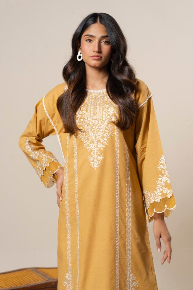 Yellow Embroidered Cambric 2 Piece Unstitched Suit