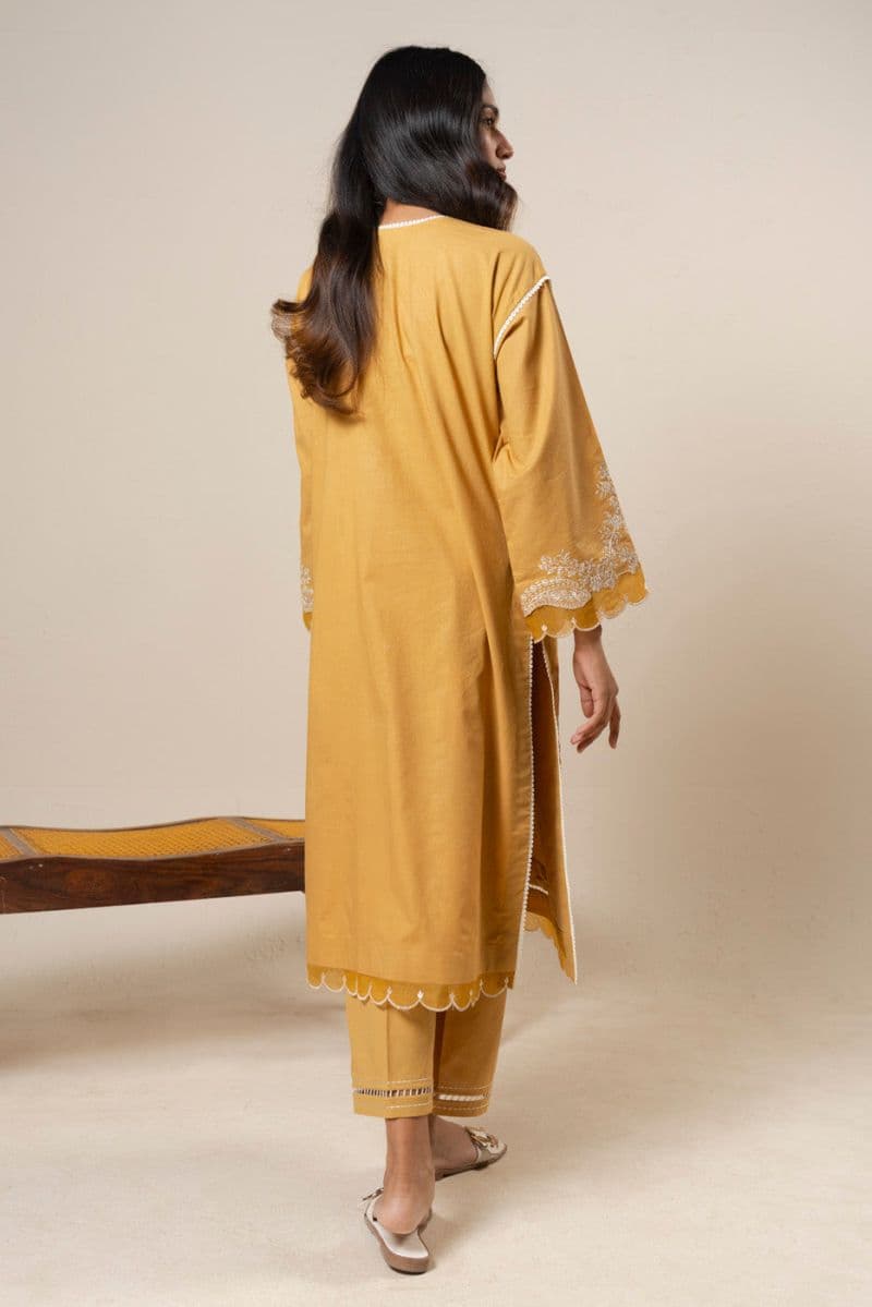 Yellow Embroidered Cambric 2 Piece Unstitched Suit