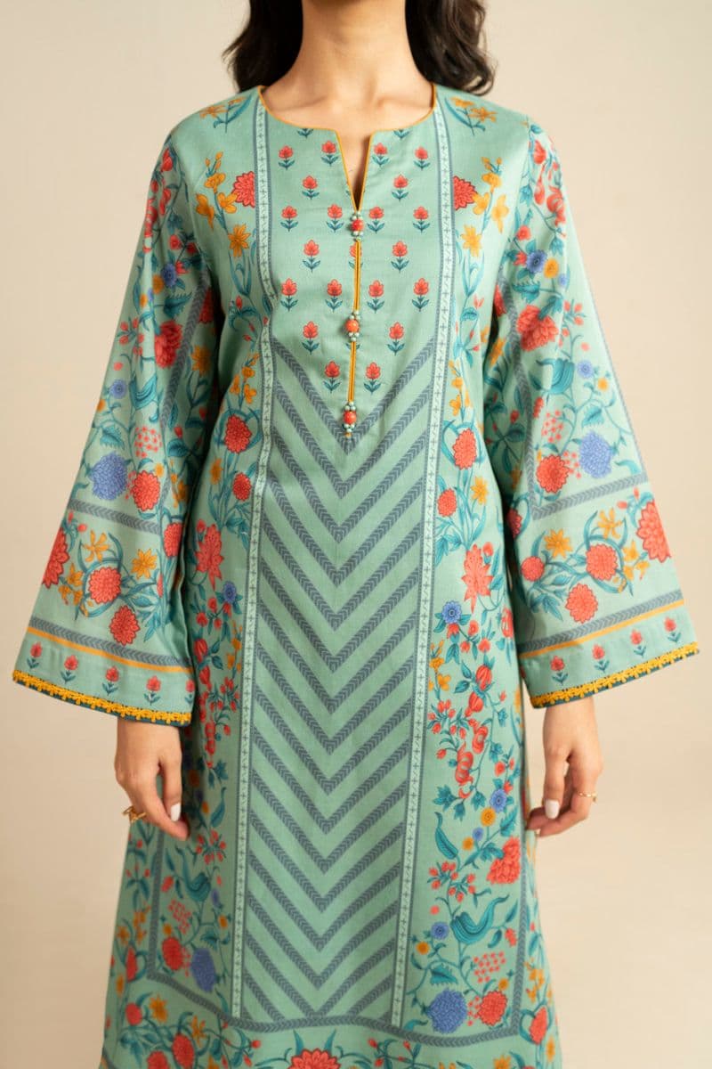 Sea Blue Printed Lawn 3 Piece Unstitched Suit