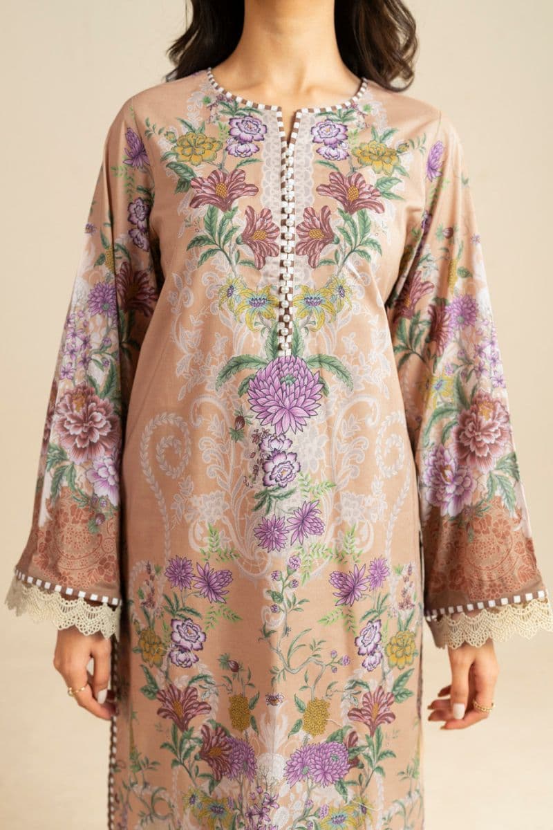 Beige Printed Lawn 3 Piece Unstitched Suit thumbnail