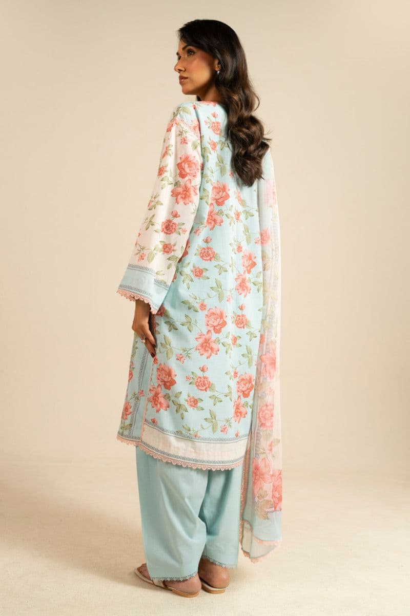 Light Blue Printed Dobby 3 Piece Unstitched Suit thumbnail