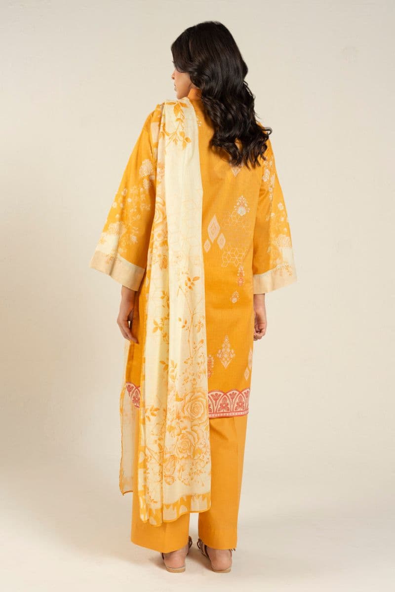 Yellow Printed Lawn 3 Piece Unstitched Suit thumbnail