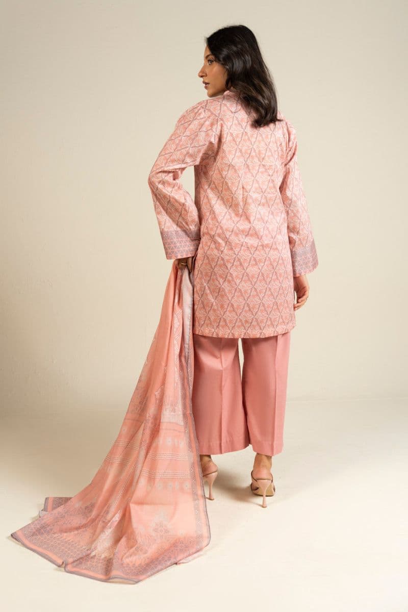 Light Opink Printed Lawn 3 Piece Unstitched Suit thumbnail