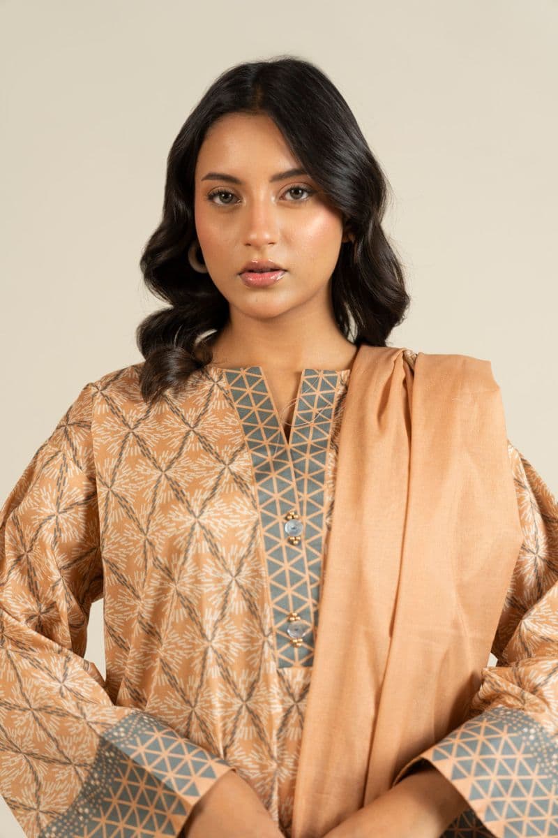 Peach Printed Lawn 3 Piece Unstitched Suit thumbnail