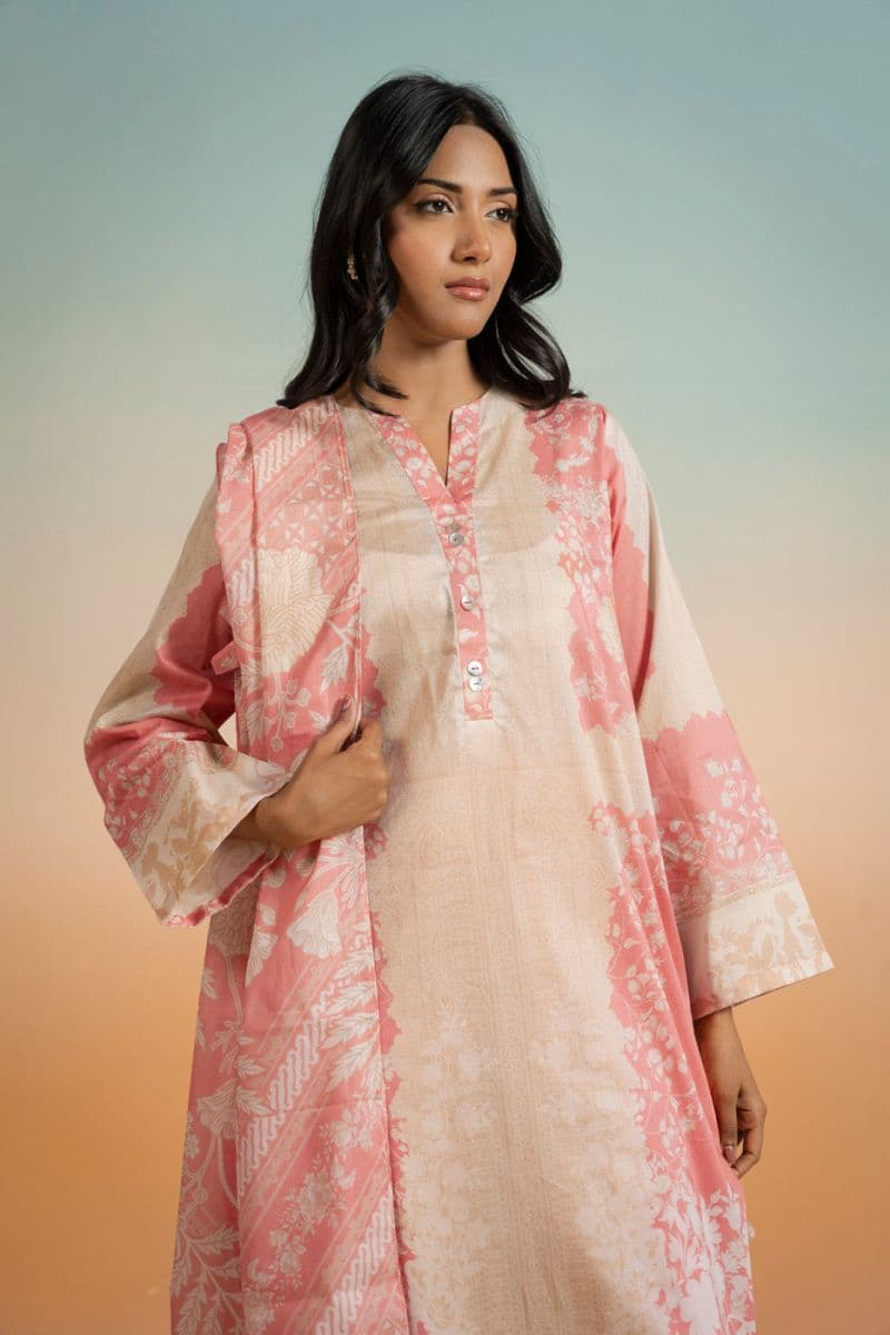 Coral Printed Lawn 3 Piece Unstitched Suit