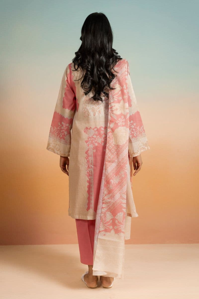 Coral Printed Lawn 3 Piece Unstitched Suit