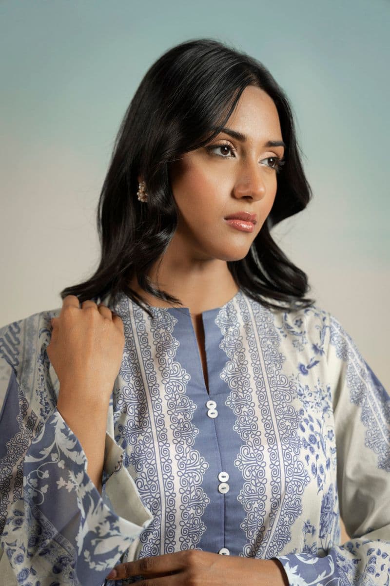 Blue Printed Lawn 3 Piece Unstitched Suit thumbnail