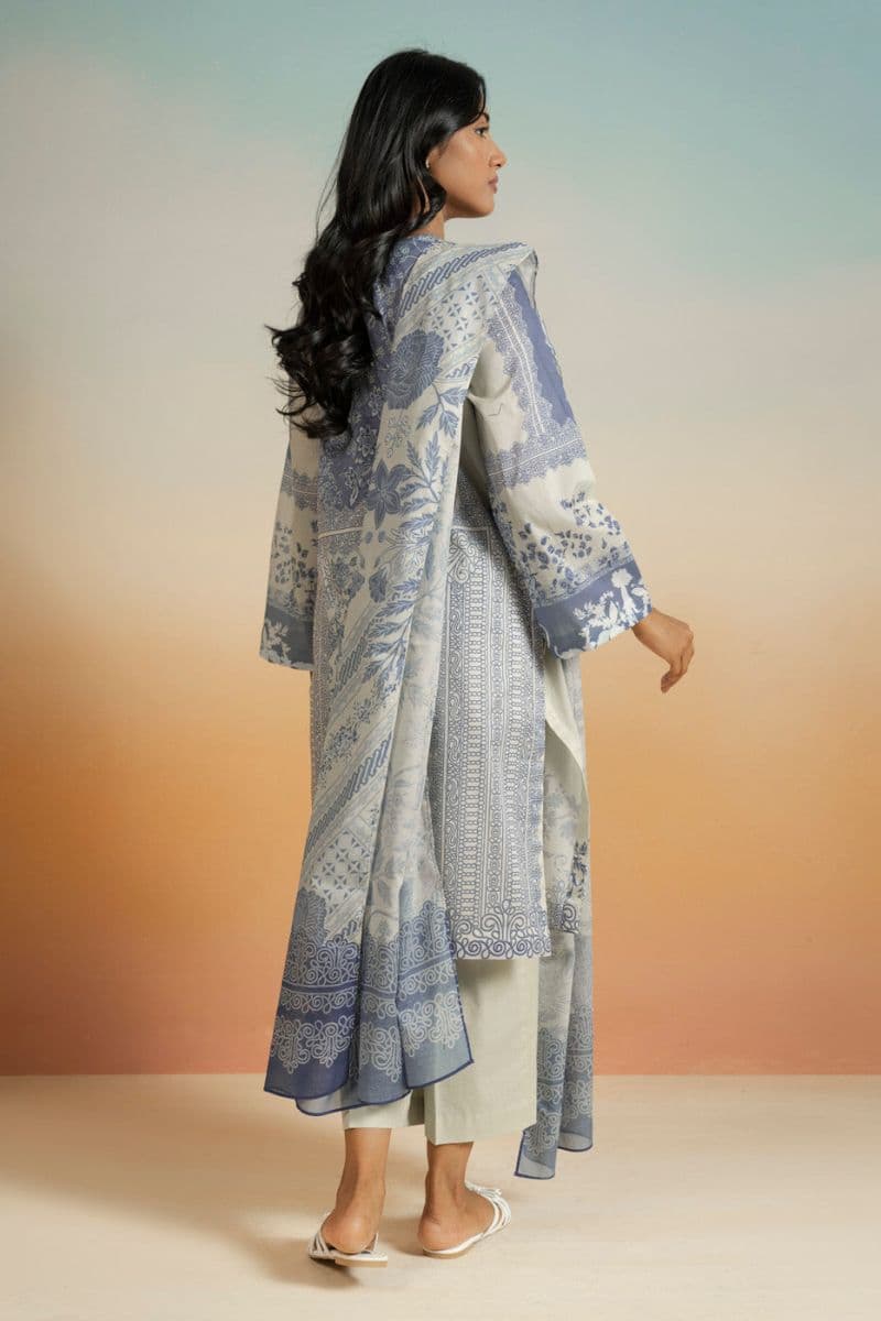 Blue Printed Lawn 3 Piece Unstitched Suit thumbnail