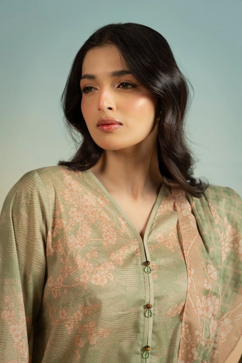 Sage Green Printed Lawn 3 Piece Unstitched Suit thumbnail