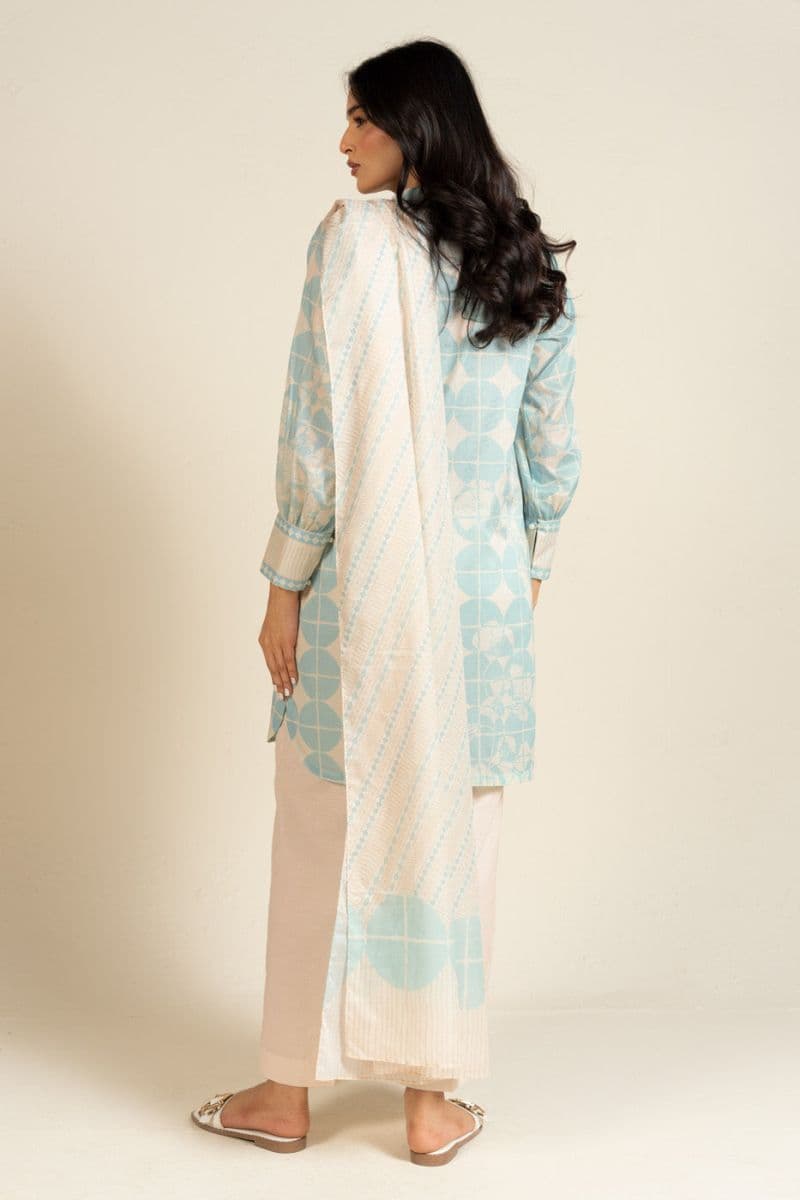 Sky Blue Printed Lawn 3 Piece Unstitched Suit thumbnail