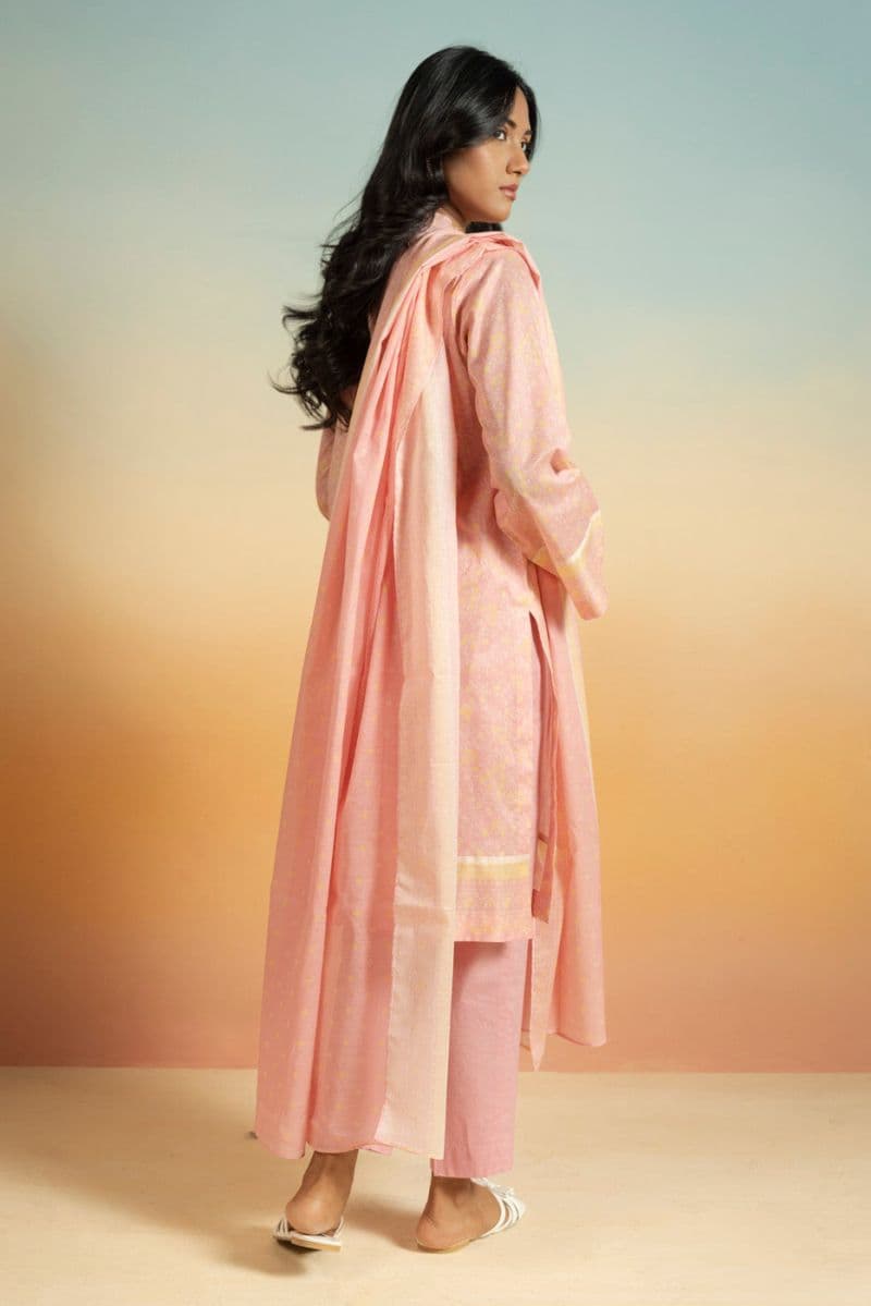 Light Pink Printed Lawn 3 Piece Unstitched Suit