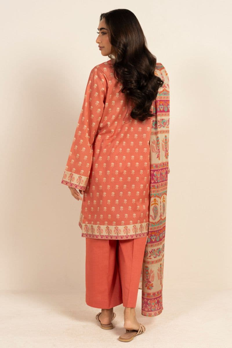 Peach Printed Lawn 3 Piece Unstitched Suit thumbnail
