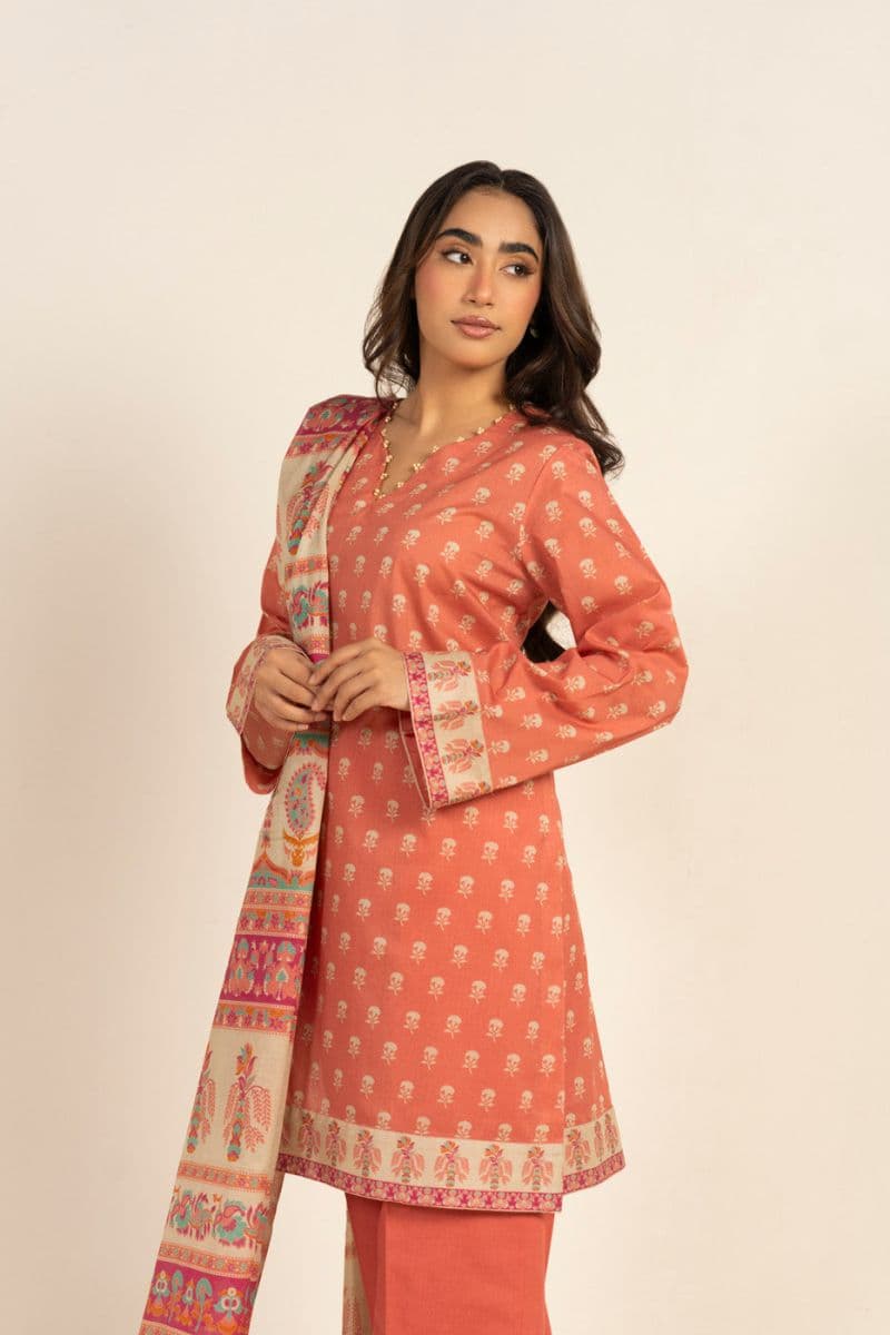 Peach Printed Lawn 3 Piece Unstitched Suit thumbnail