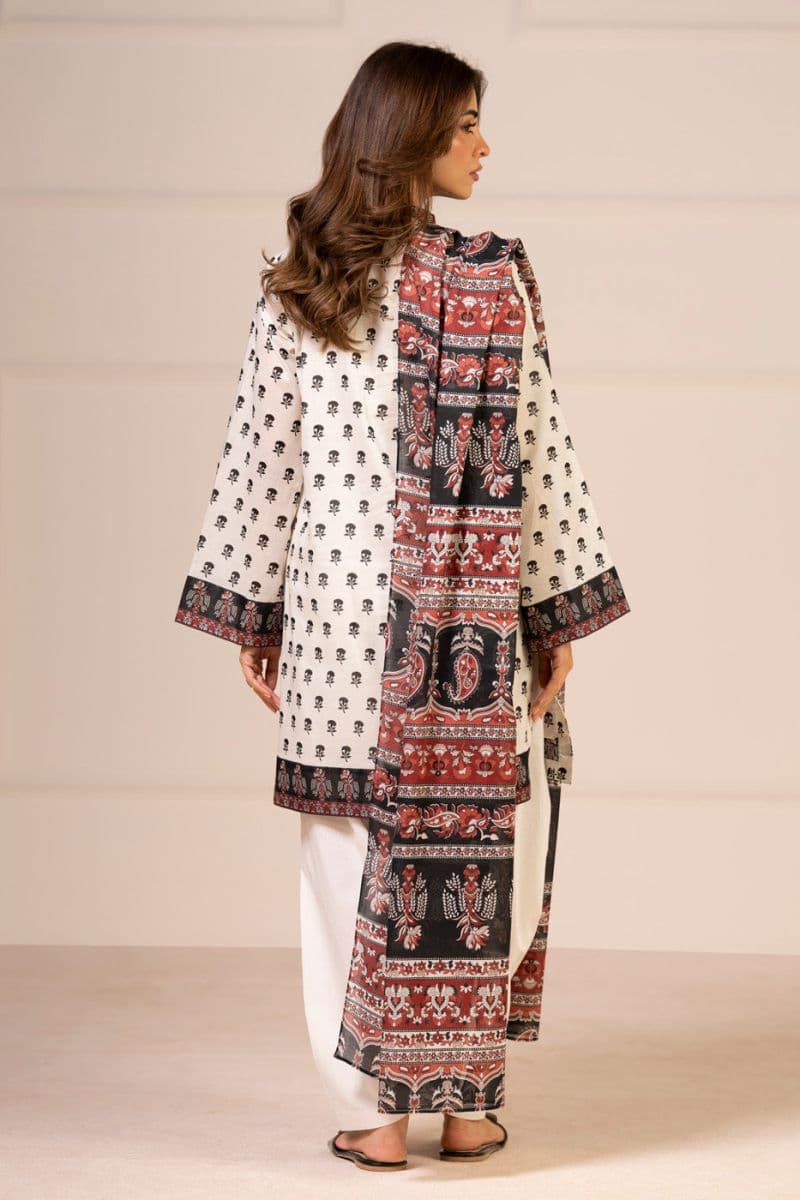 Off White Printed Lawn 3 Piece Unstitched Suit thumbnail
