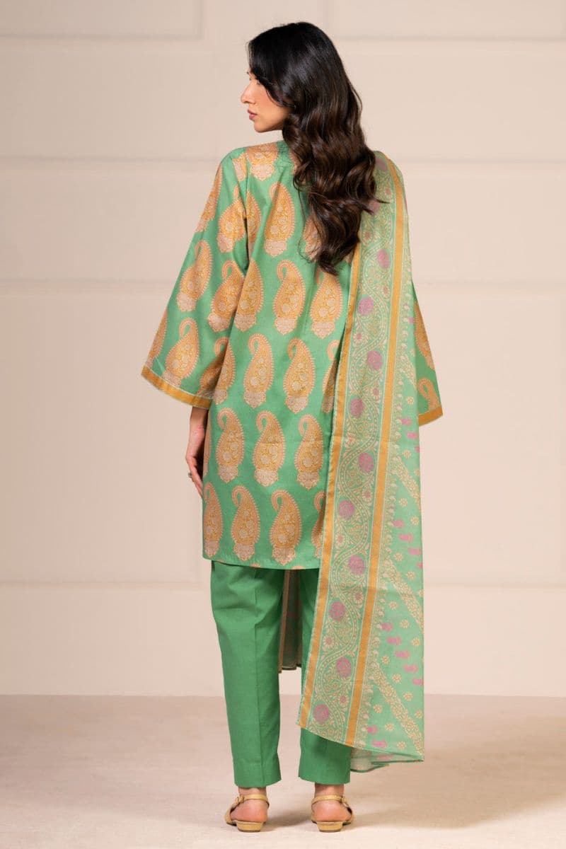 Green Printed Lawn 3 Piece Unstitched Suit