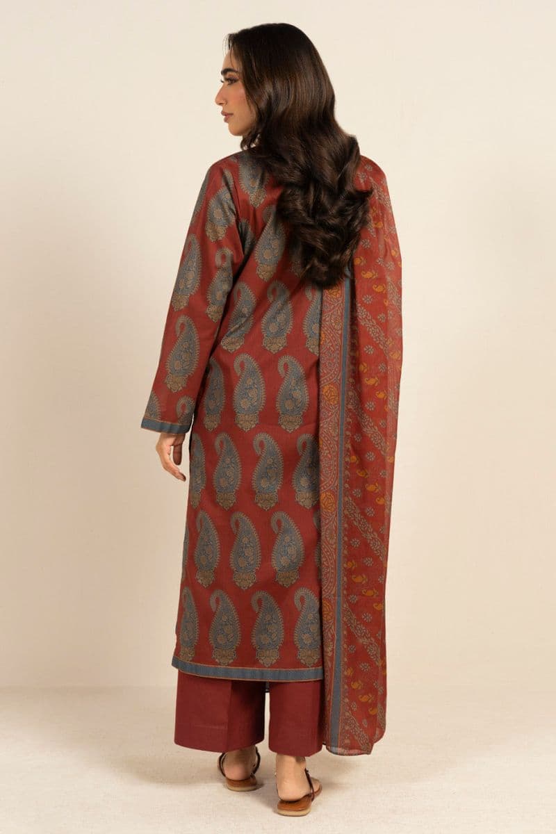 Maroon Printed Lawn 3 Piece Unstitched Suit thumbnail