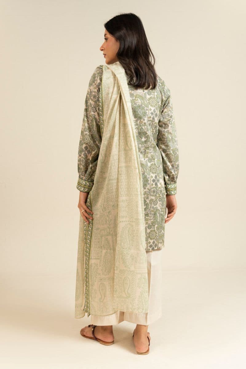 Off White Printed Lawn 3 Piece Unstitched Suit