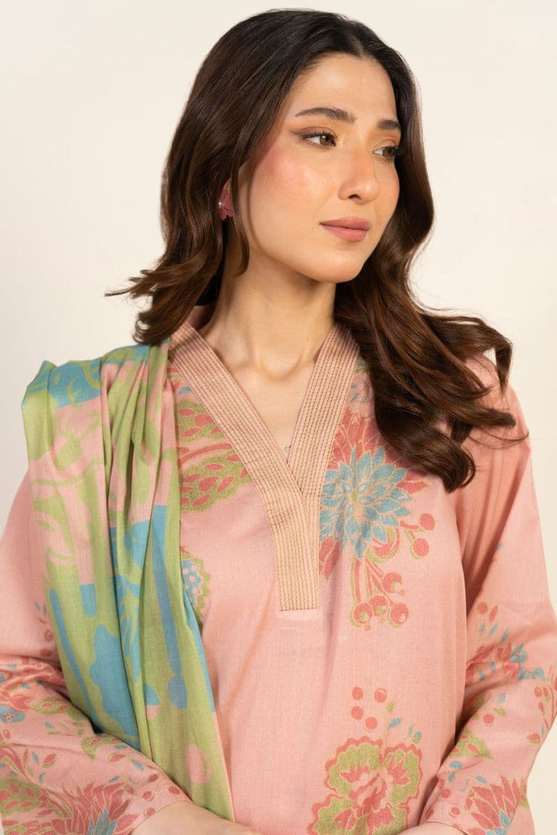 Peach Printed Lawn 3 Piece Unstitched Suit thumbnail