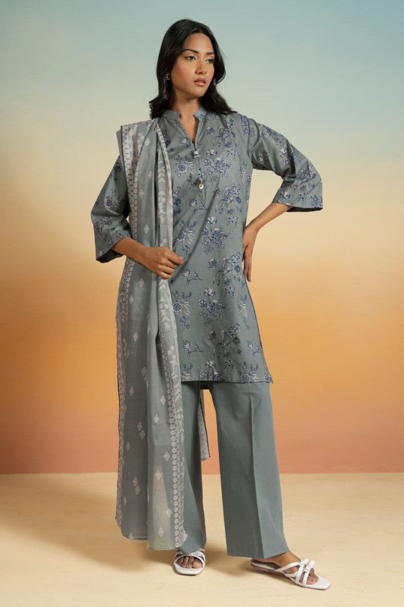 Green Printed Lawn 3 Piece Unstitched Suit