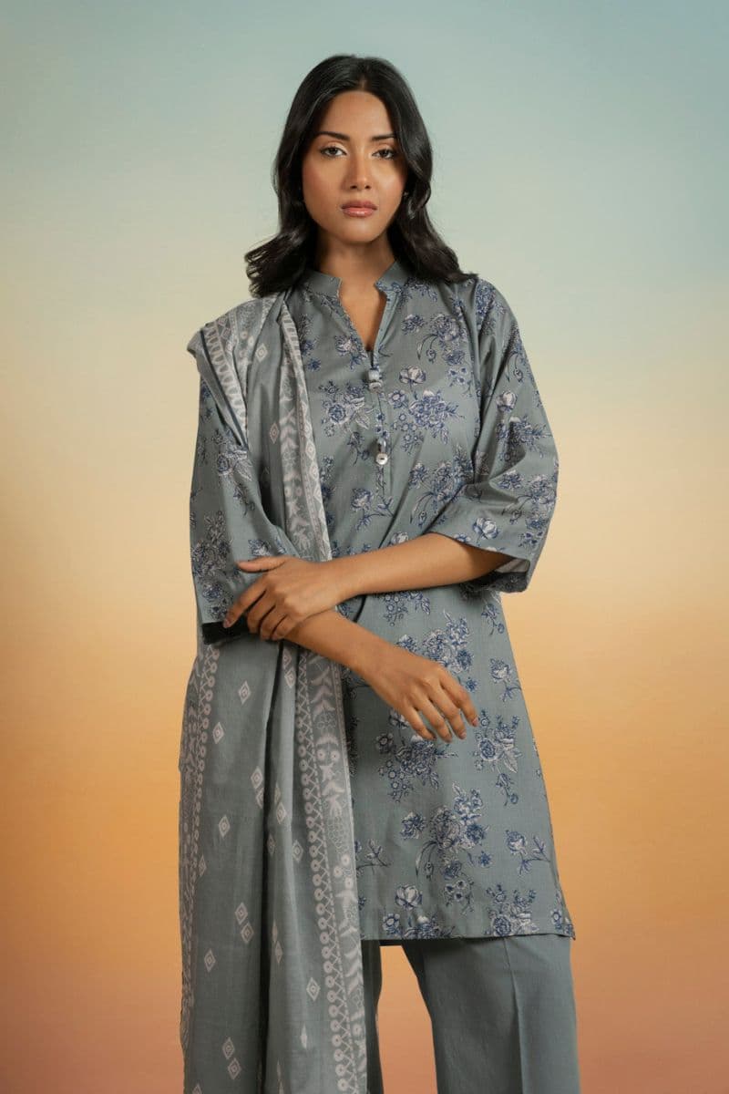Green Printed Lawn 3 Piece Unstitched Suit