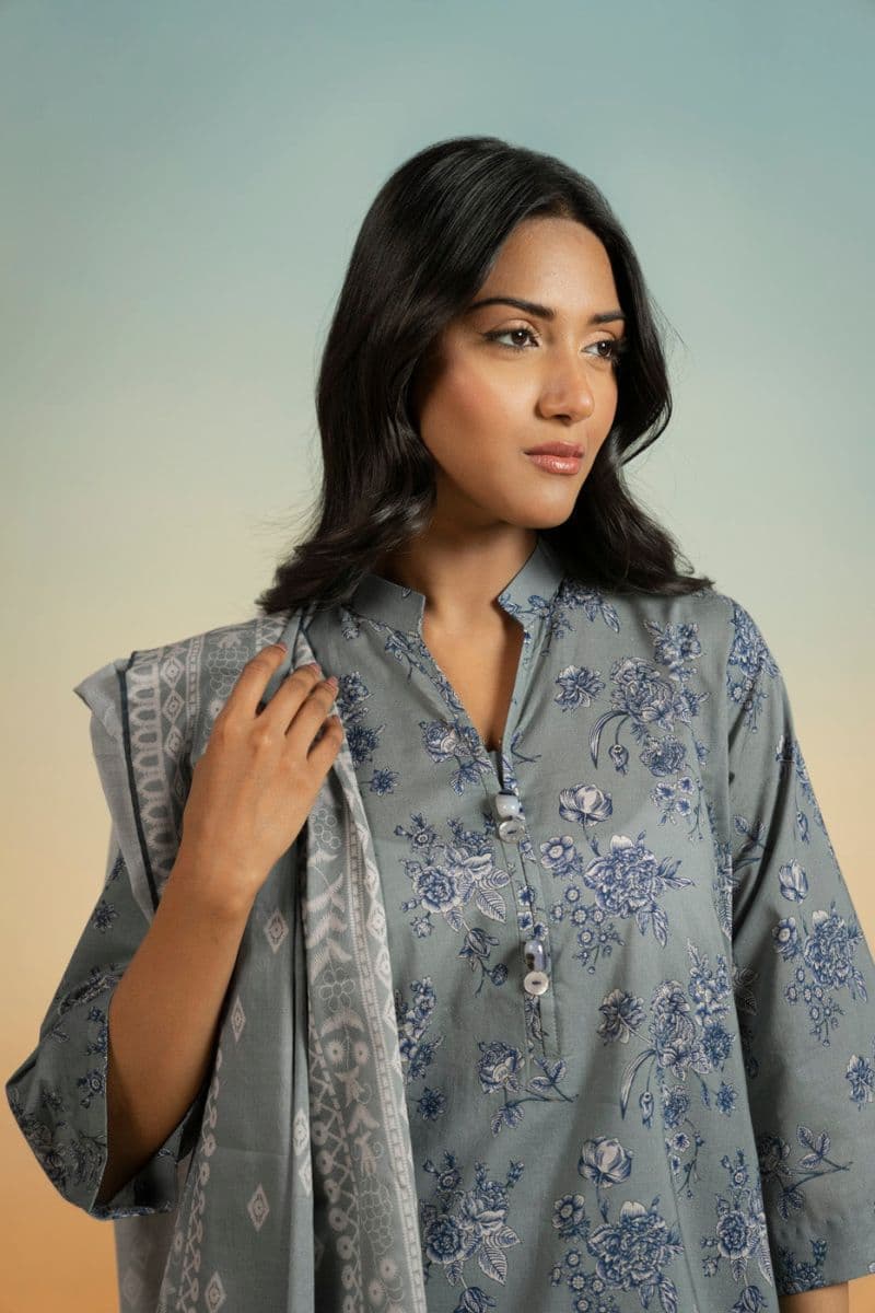 Green Printed Lawn 3 Piece Unstitched Suit