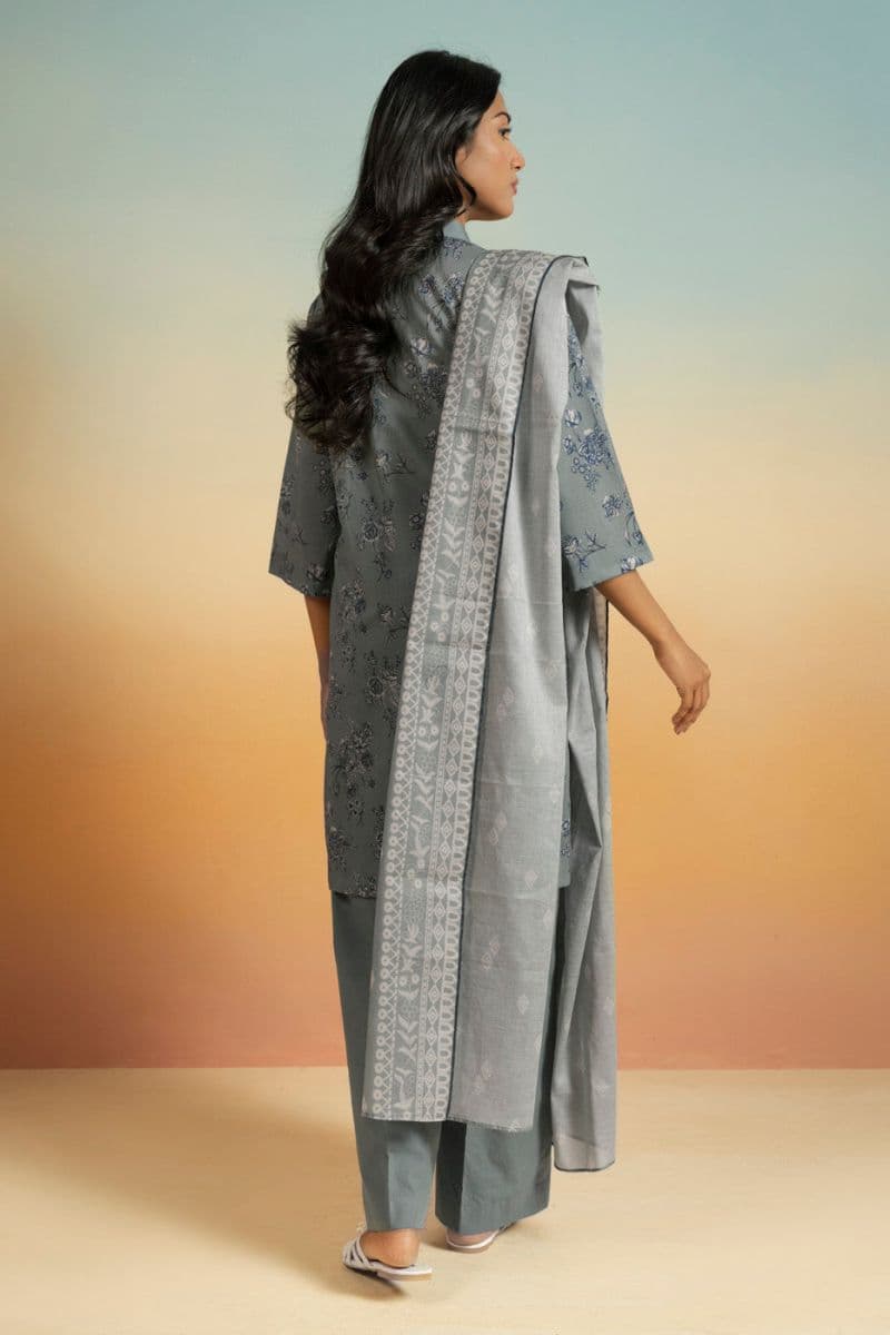 Green Printed Lawn 3 Piece Unstitched Suit