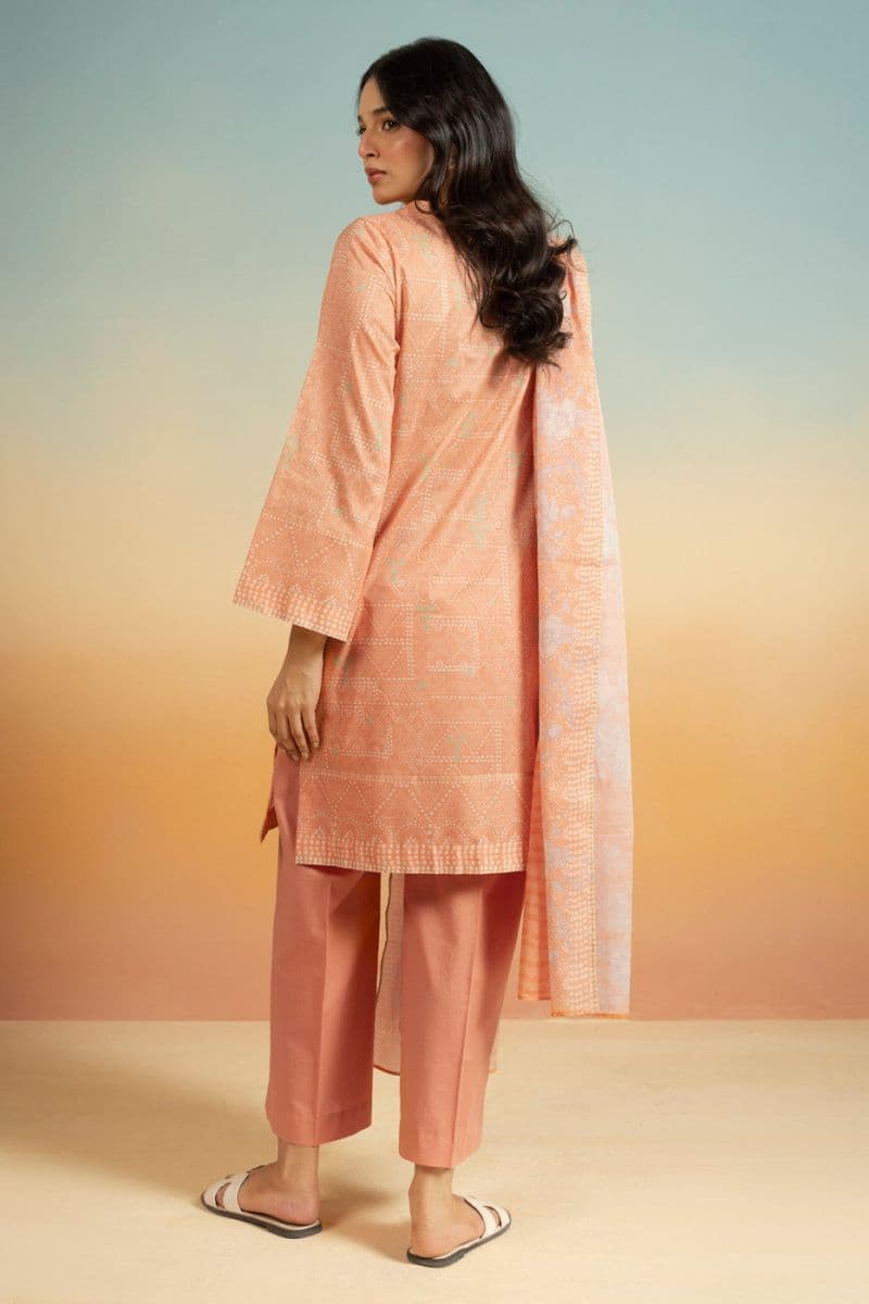 Peach Printed Lawn 3 Piece Unstitched Suit thumbnail