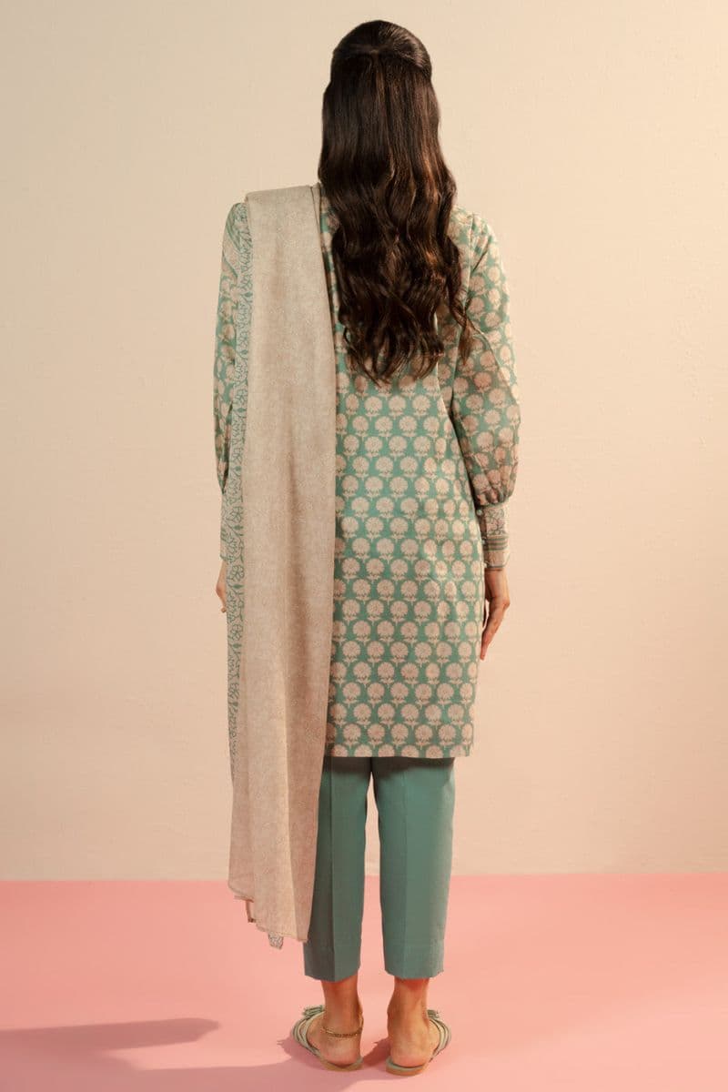 Sea Green Printed Lawn 3 Piece Unstitched Suit
