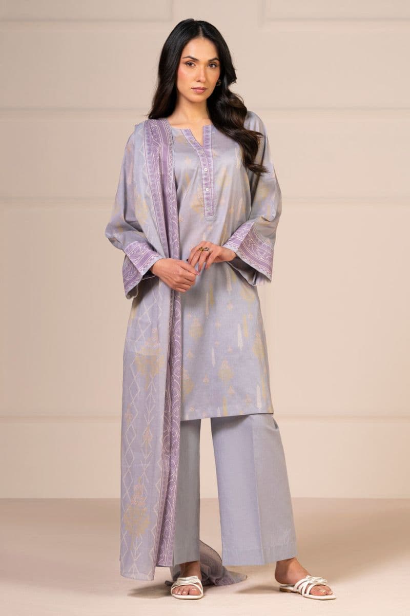 Light Purple Printed Lawn 3 Piece Unstitched Suit thumbnail