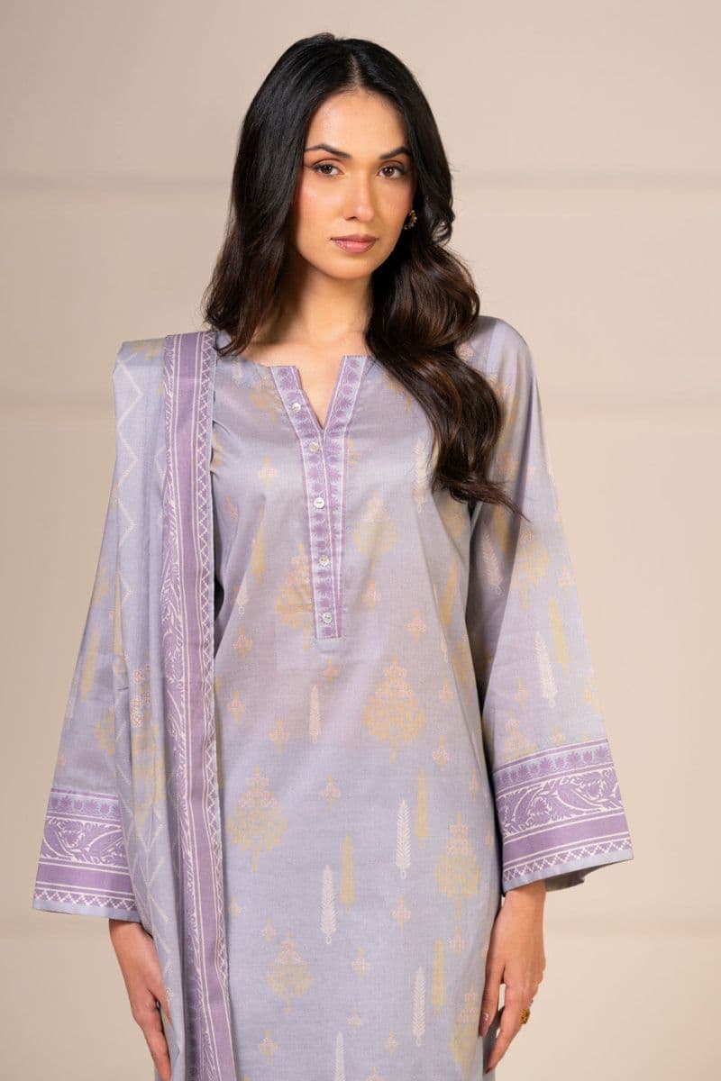 Light Purple Printed Lawn 3 Piece Unstitched Suit thumbnail
