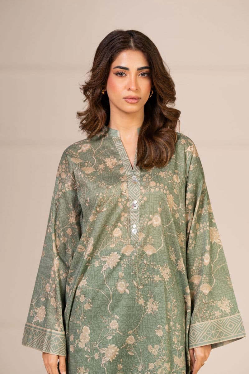 Green Printed Lawn 3 Piece Unstitched Suit thumbnail