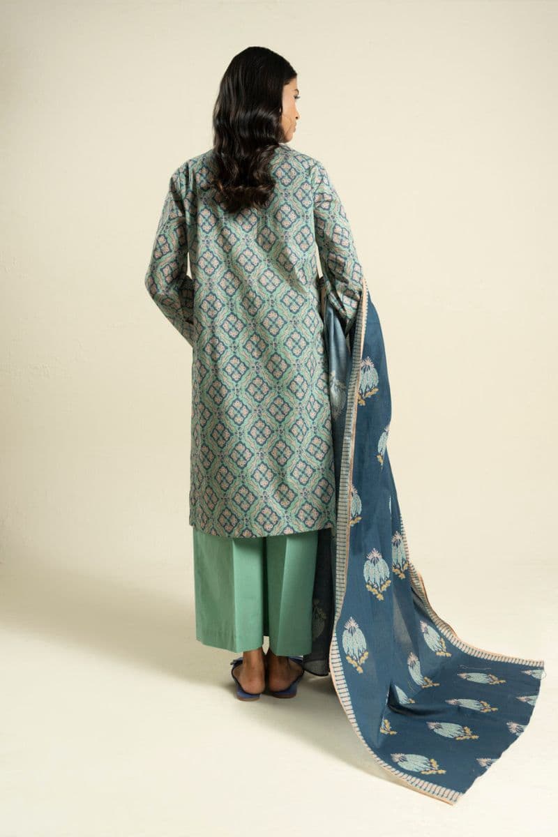 Turquoise Printed Lawn 2 Piece Dupatta thumbnail