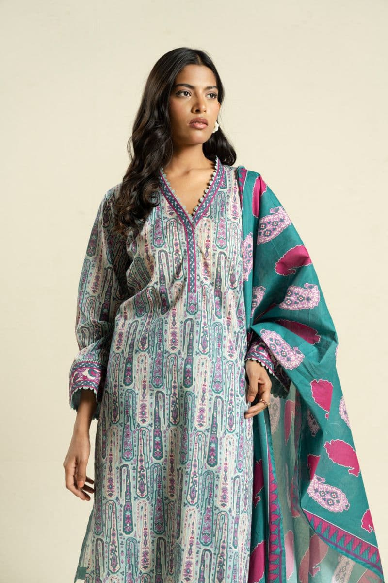 Teal Green Printed Lawn 2 Piece Dupatta