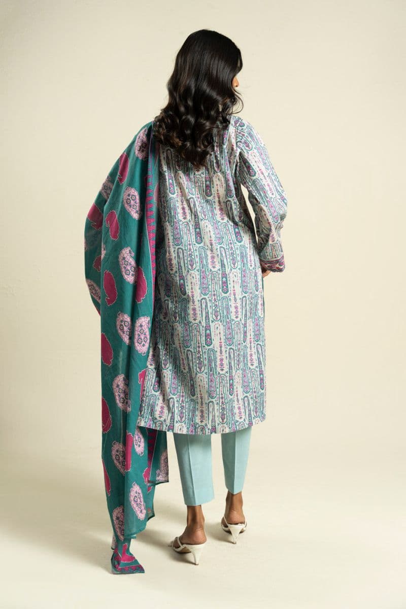 Teal Green Printed Lawn 2 Piece Dupatta
