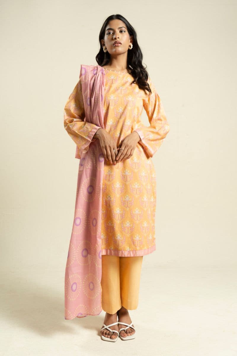 Pale Yellow Printed Lawn 2 Piece Dupatta