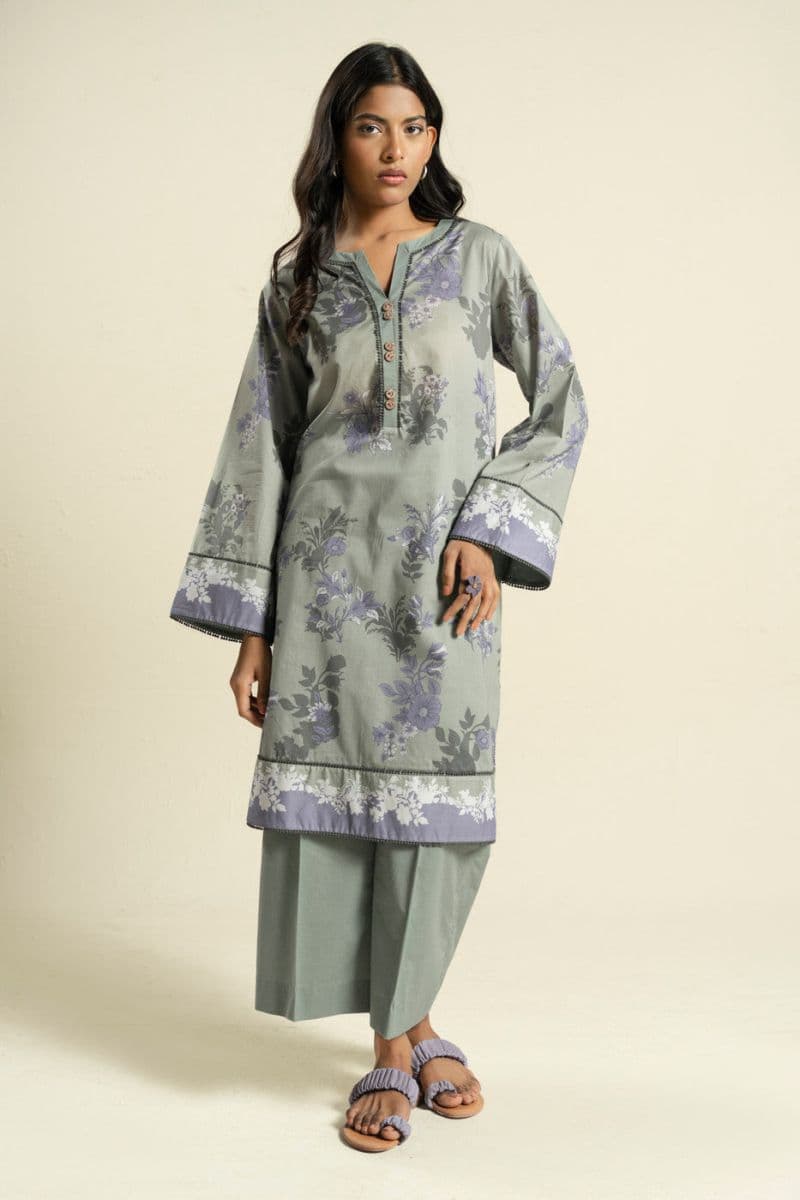 Sage Green Printed Lawn 2 Piece Dupatta