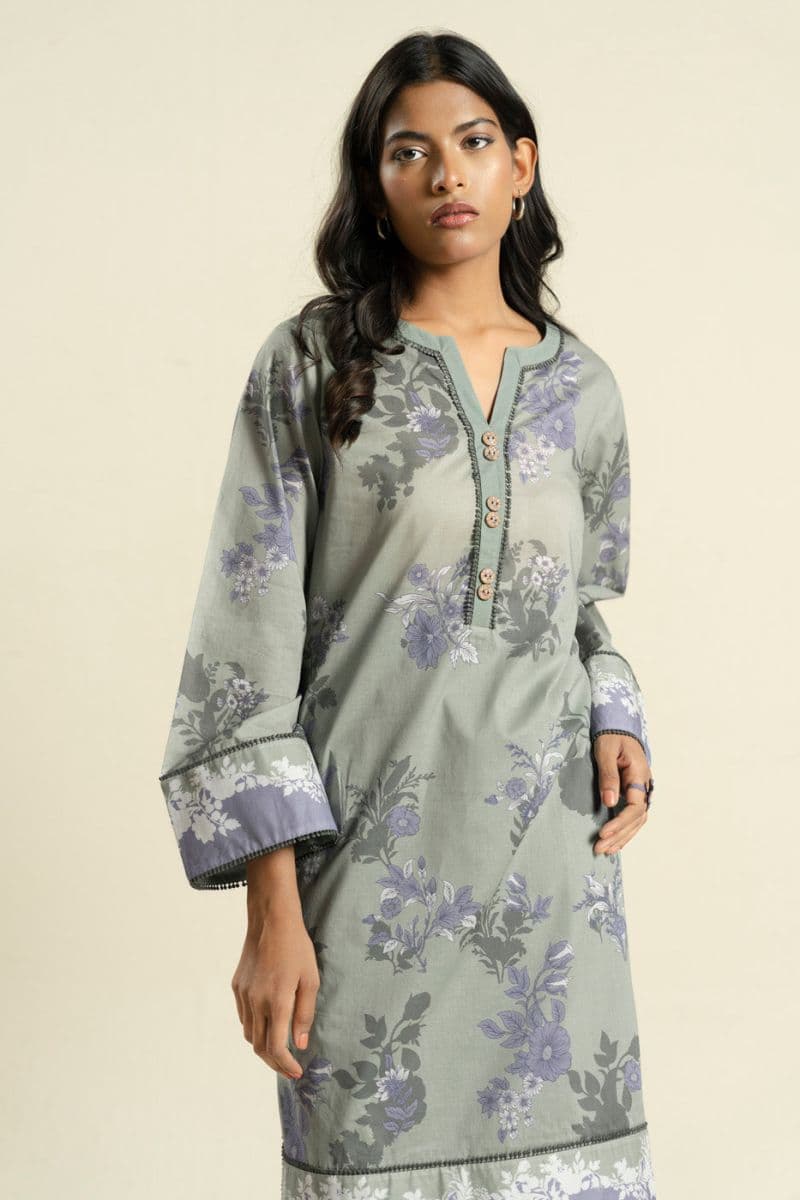 Sage Green Printed Lawn 2 Piece Dupatta