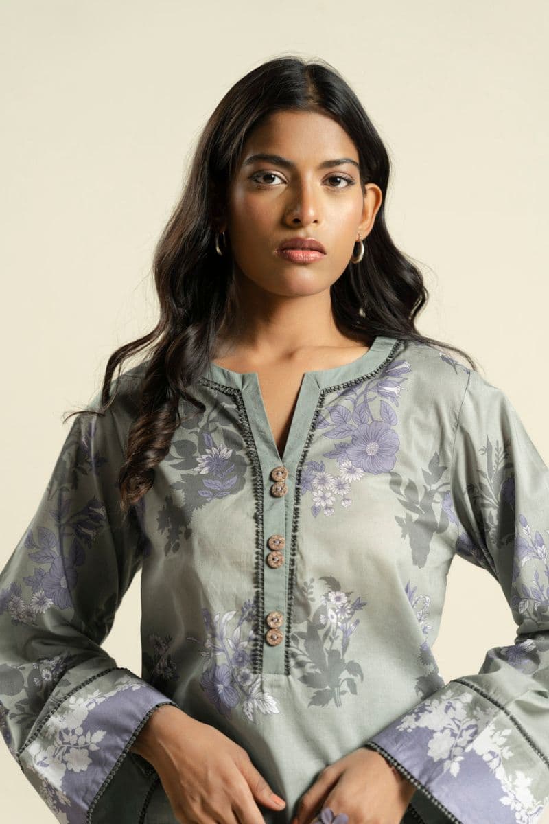 Sage Green Printed Lawn 2 Piece Dupatta